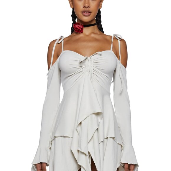 Dolls Kill / Current Mood - Cream Fairy Handkerchief Dress - Picture 2 of 7